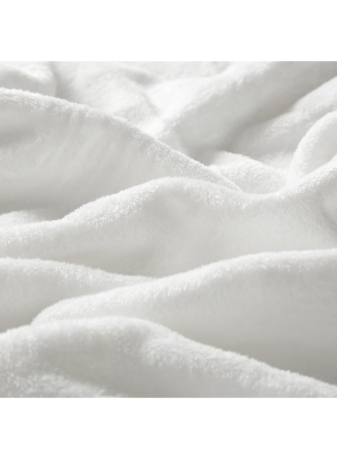 HYPREST Flannel Sheets Queen, Deep Pocket Queen Sheets Up to 24" Inches，250 GSM Velvet Plush Fleece Warm No Slip Bed Sheet Sets White - Image 5